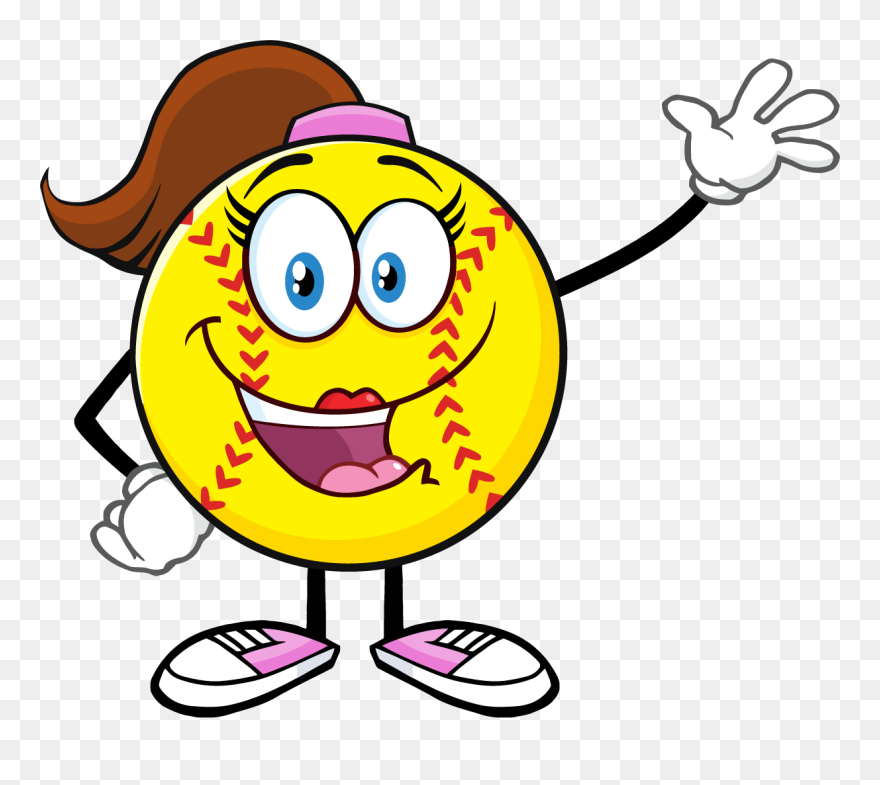 Png Cute Sofball Girl Cartoon Character Waving For - Softball Character Clipart