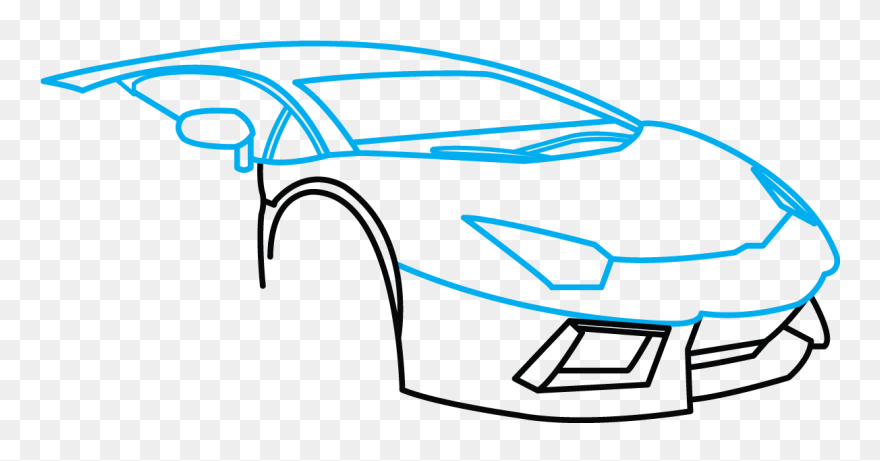 Lamborghini Clipart Drawing - Easy Lamborghini Cartoon Drawing - Png Download