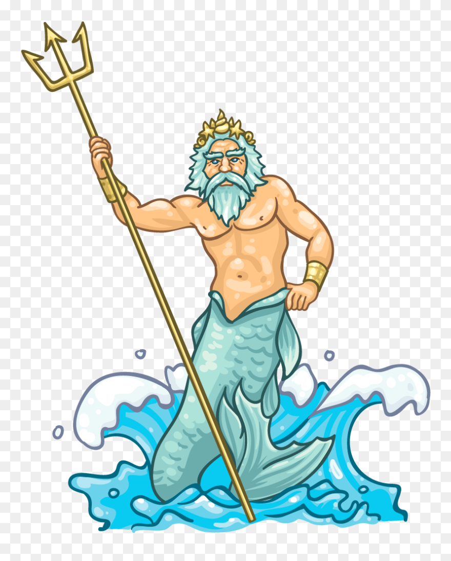 Clip Art Poseidon Cartoon - Poseidon Clipart - Png Download