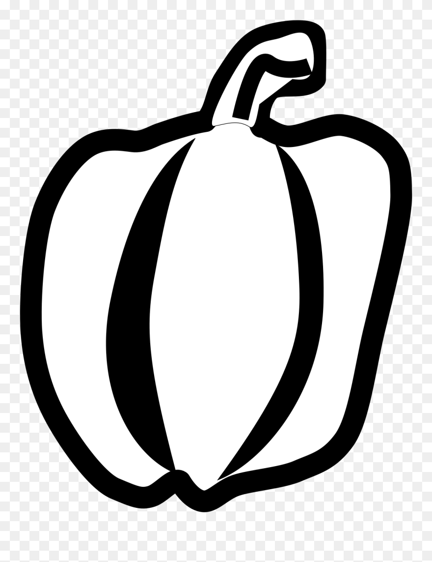 Green Pepper Line Art - Green Pepper Outline Clipart