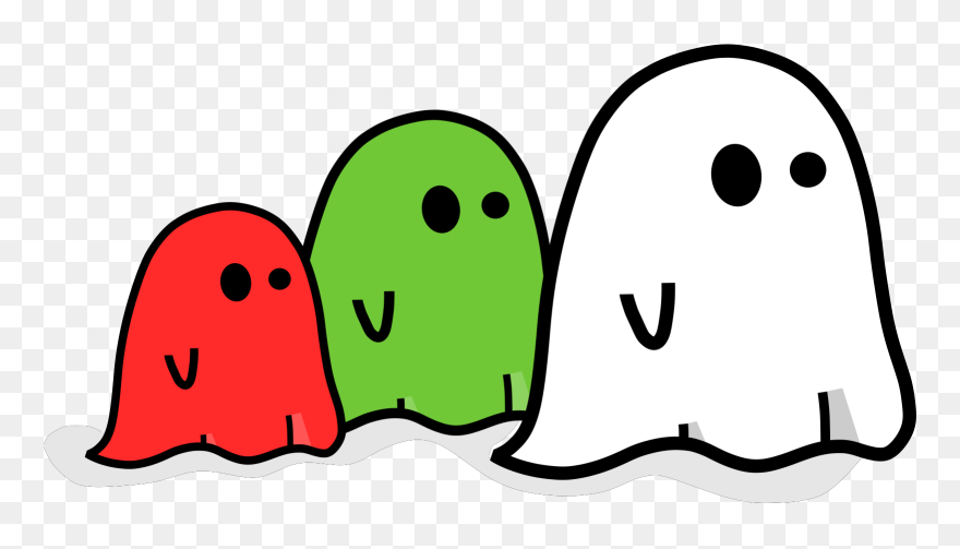Three Colored Ghost - Cute Happy Halloween Png Clipart