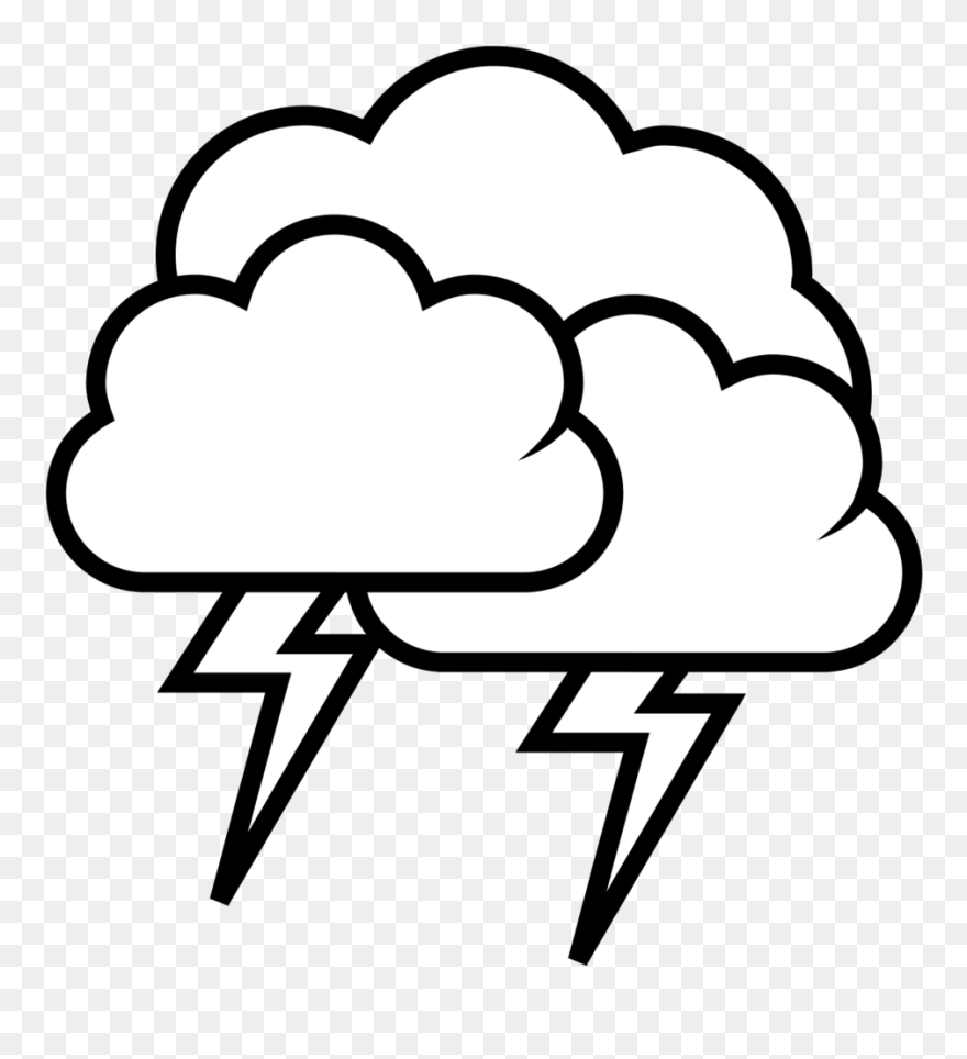 Black And White Weather Forecast Icon For Thunder Vector - Lightning Clipart Black And White - Png Download