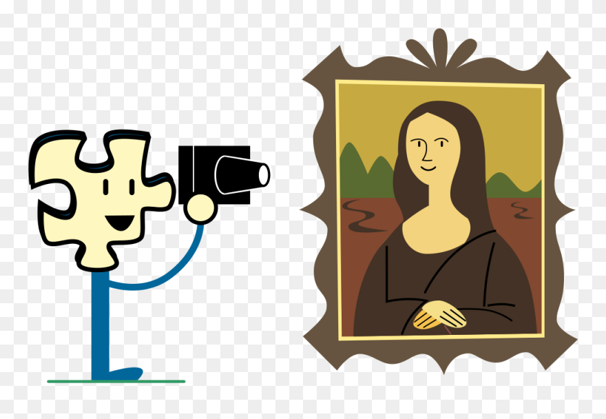 Puzzly Taking A Photo Of The Mona Lisa - Draw Mona Lisa Easy Clipart