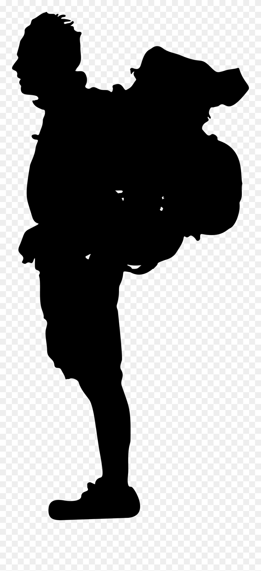 Hiker Vector Siluet - Silhouette Backpacker Clipart - Png Download