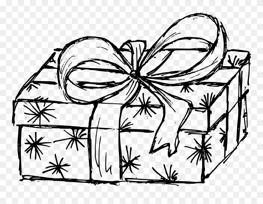 Gift Box Present Drawing Vector 1 - Gift Box Drawing Png Clipart