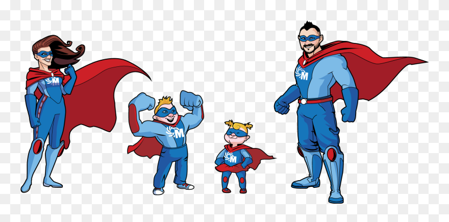 Super Hero Family Cartoon Clipart