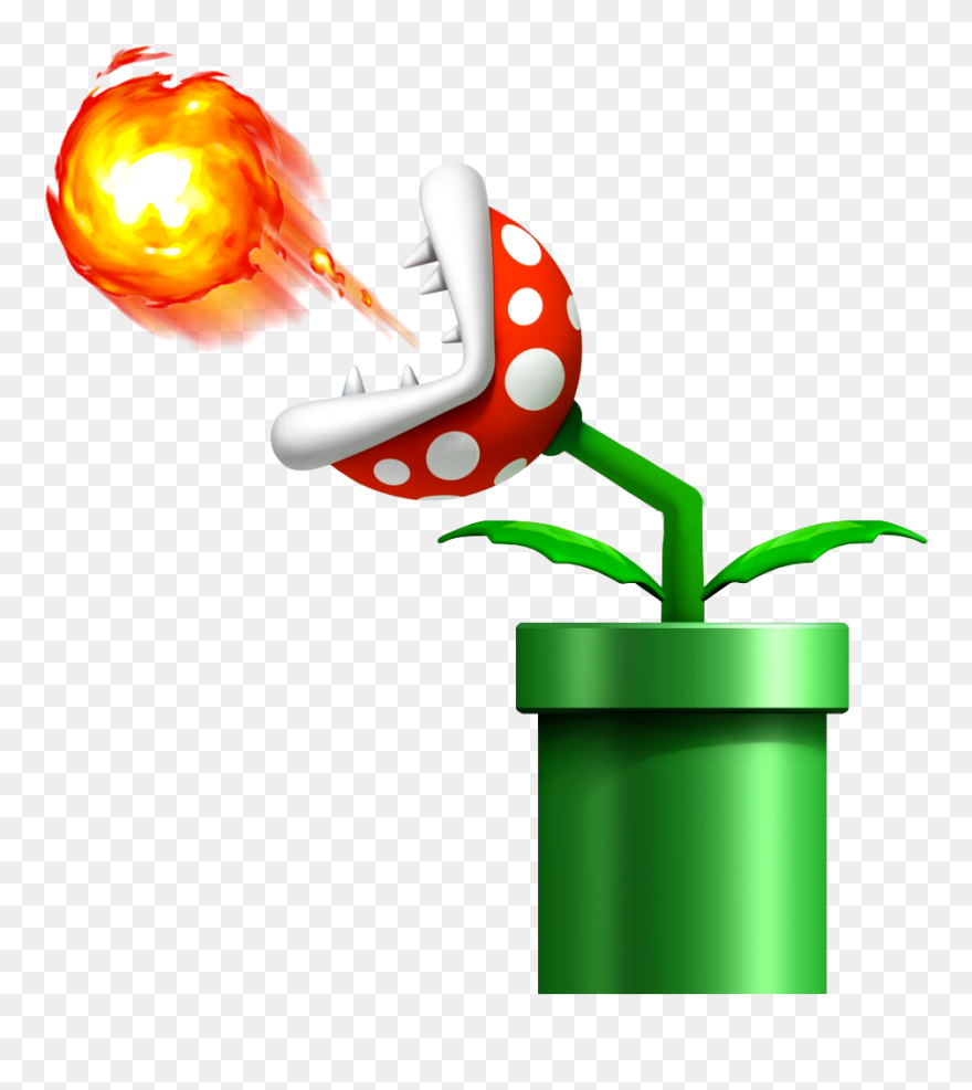 Mario Clipart Pipe Transparent, Mario Pipe Transparent - Super Mario Plant Fire - Png Download