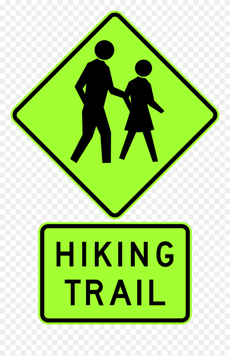 Hiking Clipart Trail Sign, Picture - Two People Walking Sign - Png Download