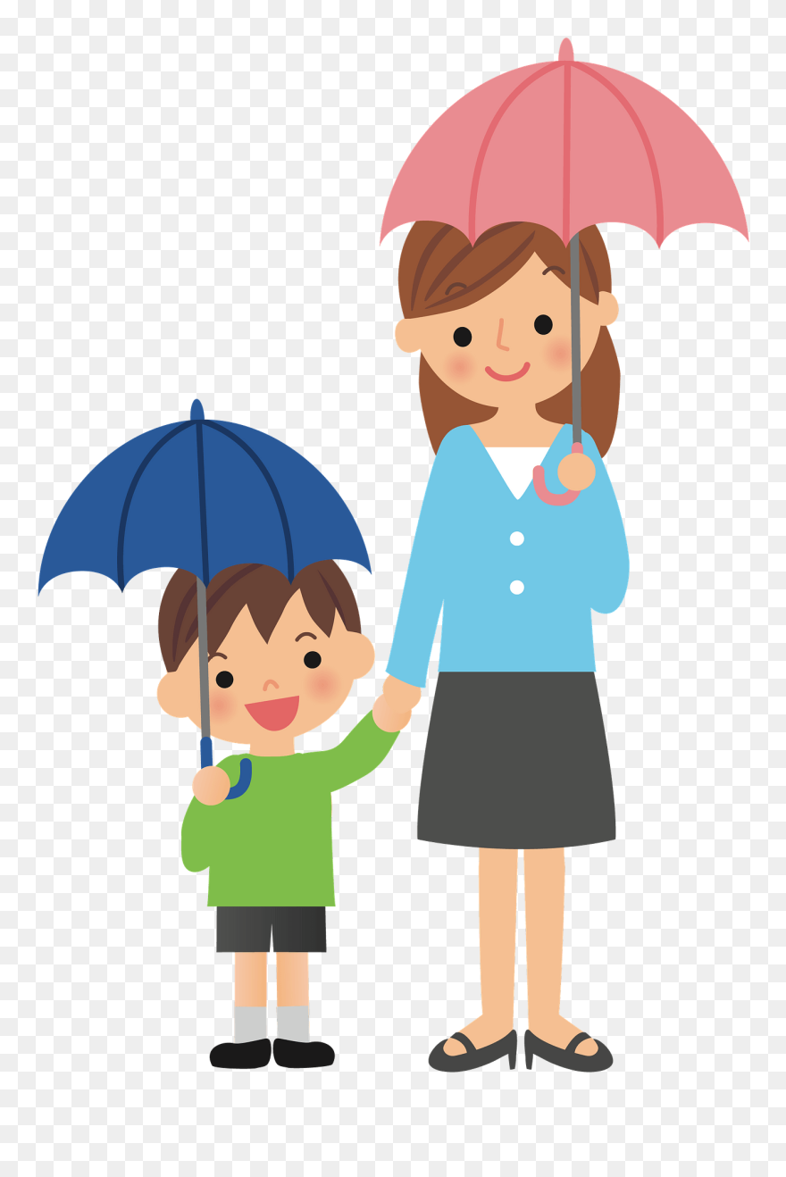 Kid With Umbrella Drawing Clipart