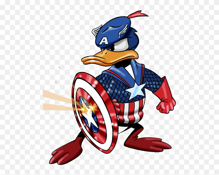 Transparent Donald Duck Cliparts - Donald Duck Captain America - Png Download