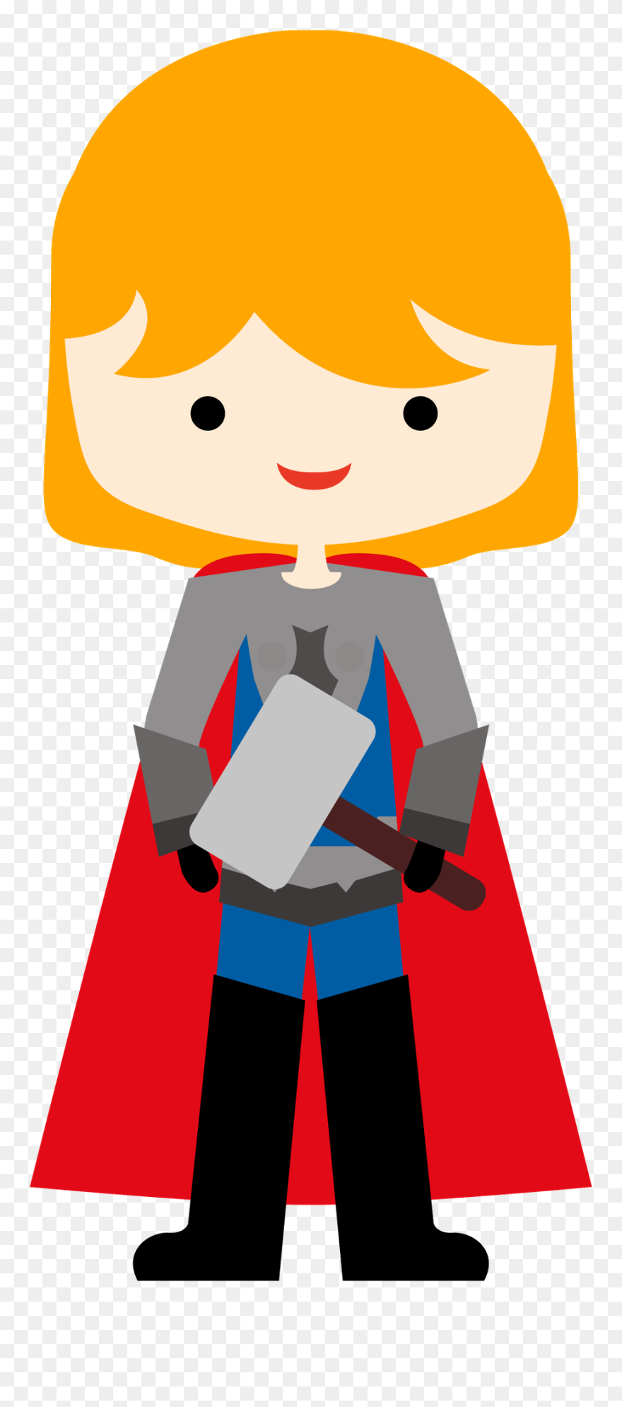 Cartoon Clipart Thor Hulk Captain America Minus Thor - Cute Hero Png Transparent