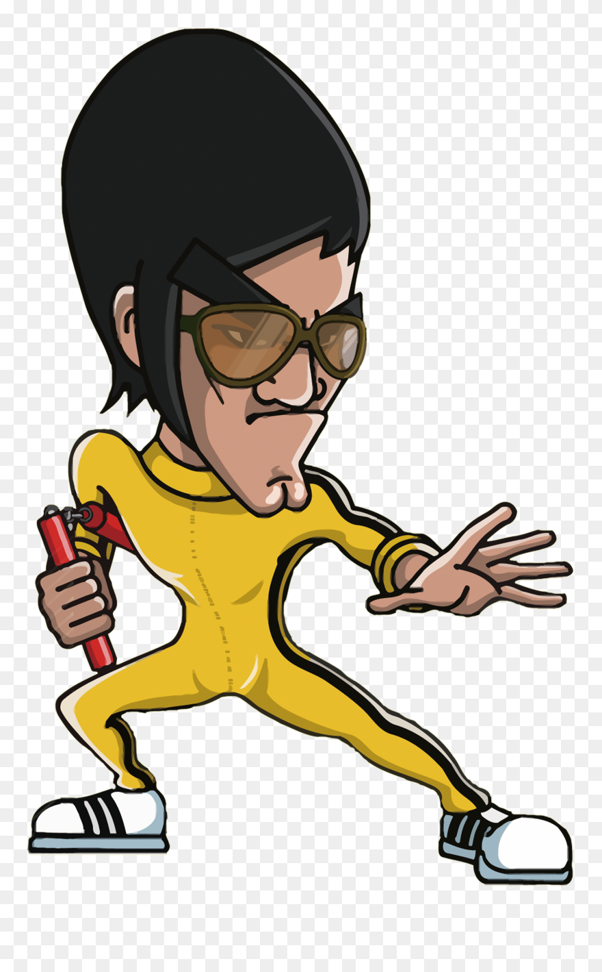 T Shirt Costume Kung Fu Cartoon Cosplay - Bruce Lee Kung Fu Cartoon Clipart