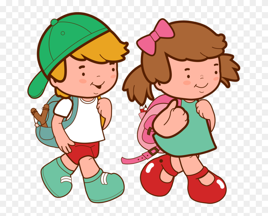 Transparent Niños Jugando Png - Boy And Girl Walking Cartoon Clipart