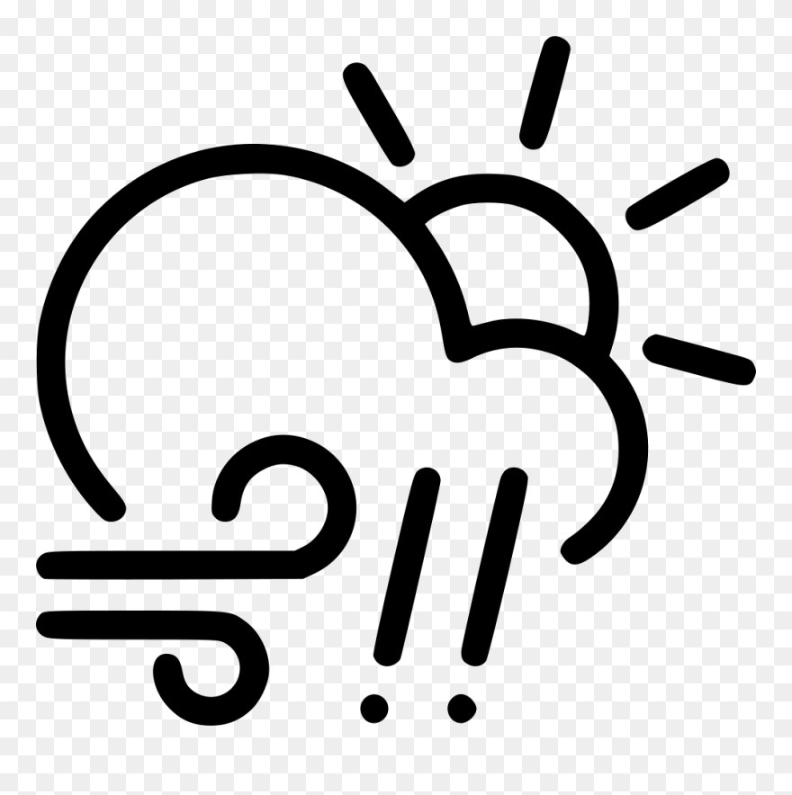 Sun Cloud Rain Clipart Clip Art Free Day Hail Wind - Cloud Wind Icons - Png Download