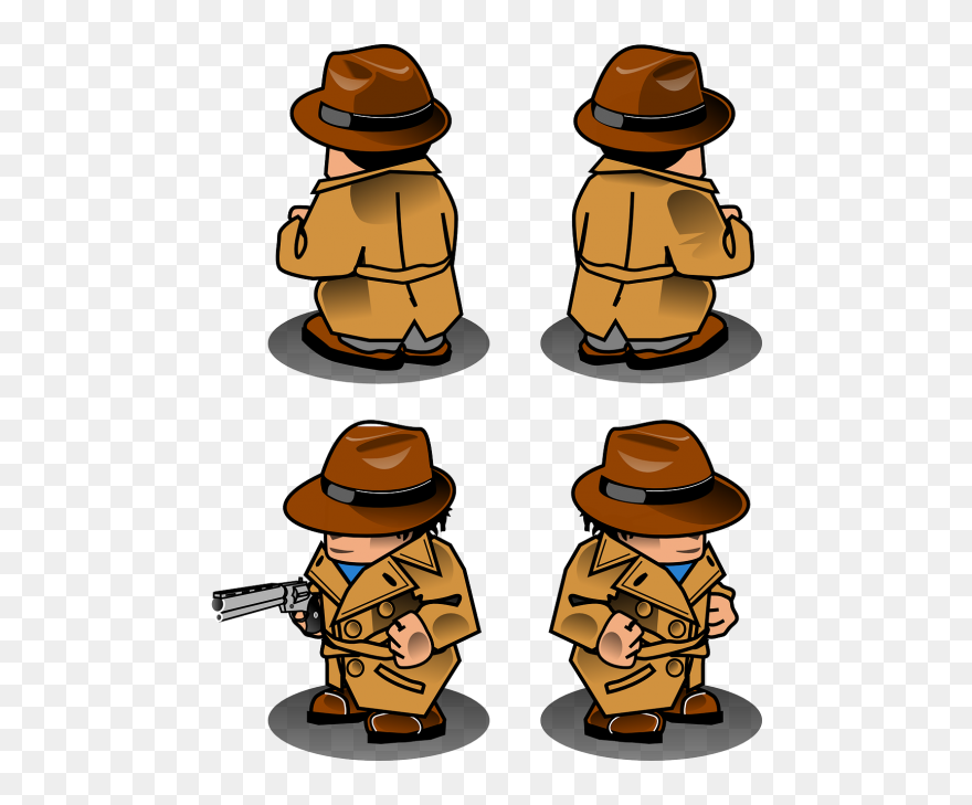 Detective Gun Man - Detective Sprite Clipart