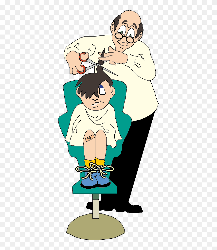 Haircut Clipart Baber - Barber Cutting Hair Cartoon - Png Download