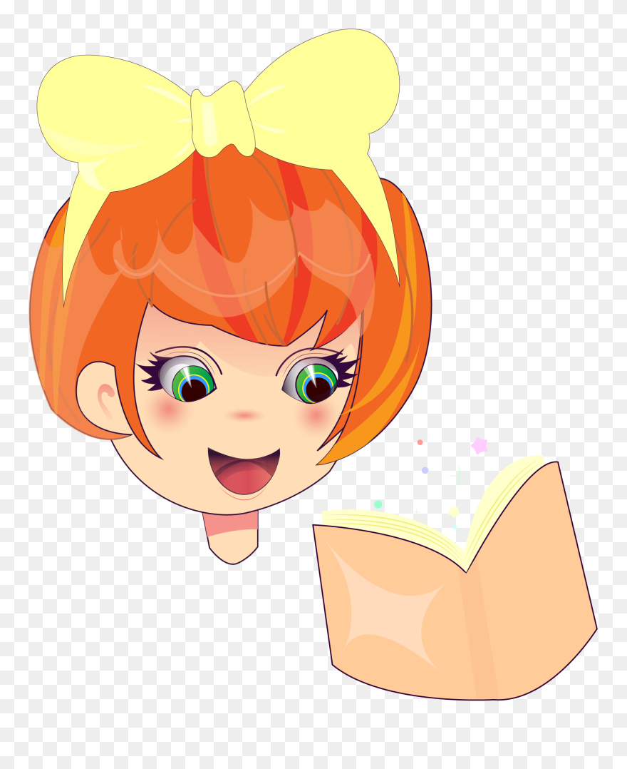 Png Cartoon Girl Book - Cartoon Clipart