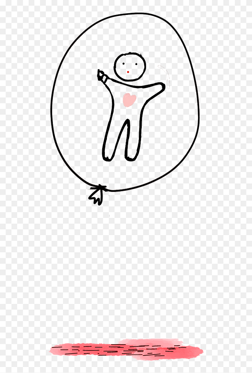 Child In A Balloon - Line Art Clipart