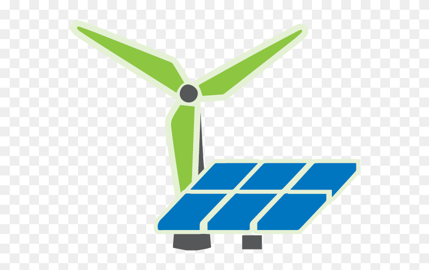 Icon Of Windmill And Solar Panel - Solar Panel Clipart