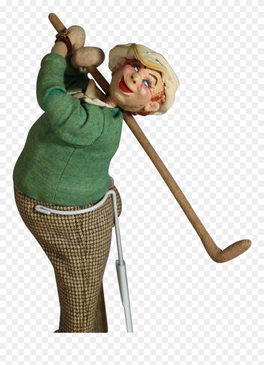 Vintage Klumpe Roldan Cloth Doll Golfer - Pitch And Putt Clipart