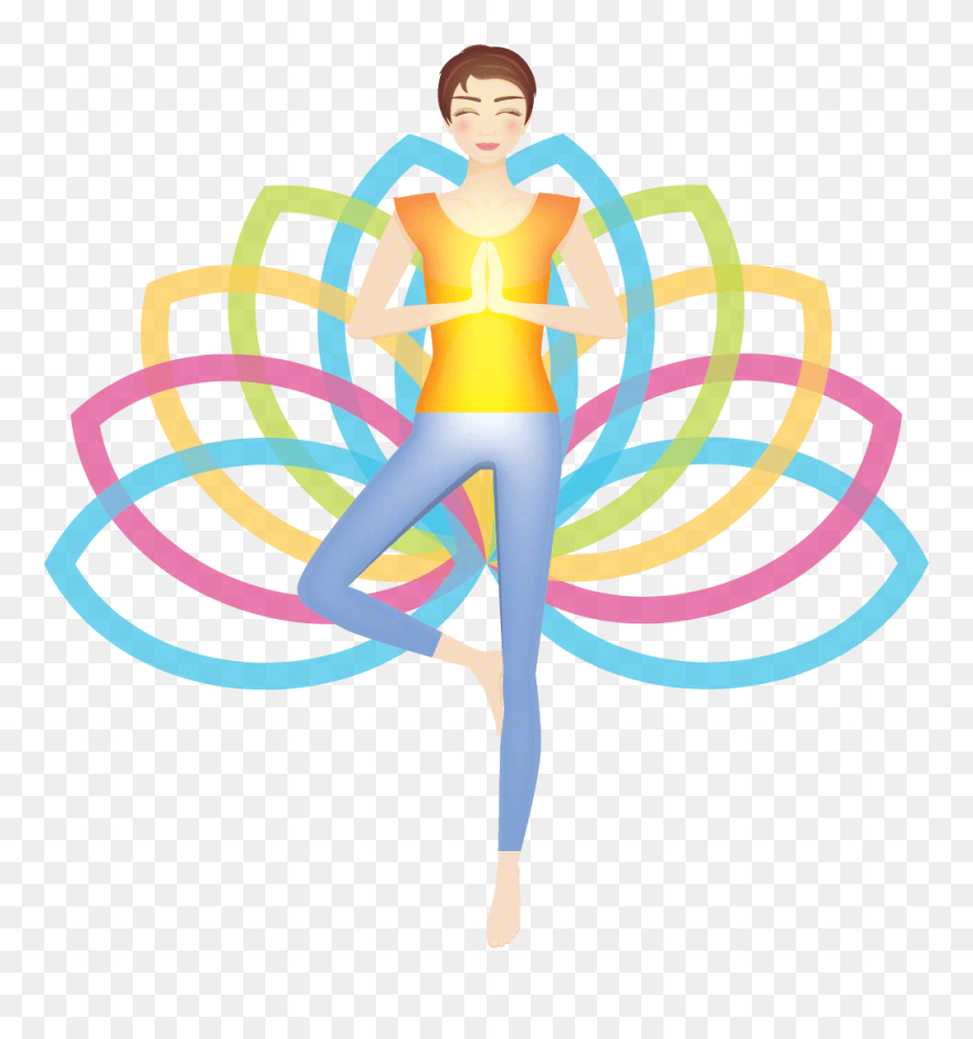Women Doing Yoga Pose With Lotus Background Clipart