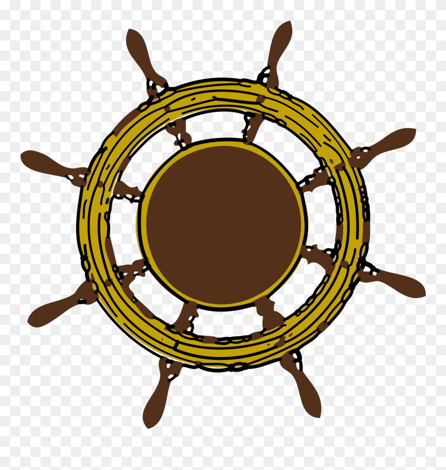 Old, Drive, Wooden, Silhouette, Sailing, Circle - Ship Steering Wheel Clipart - Png Download