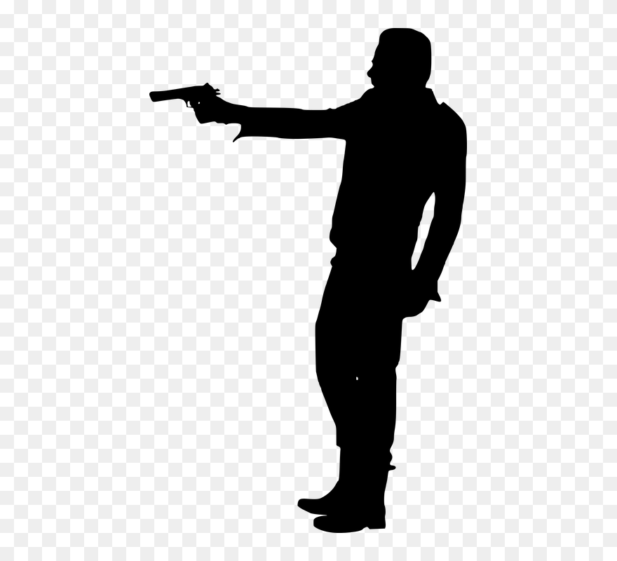 Transparent Silhouette Man Png - Man With Gun Silhouette Png Clipart