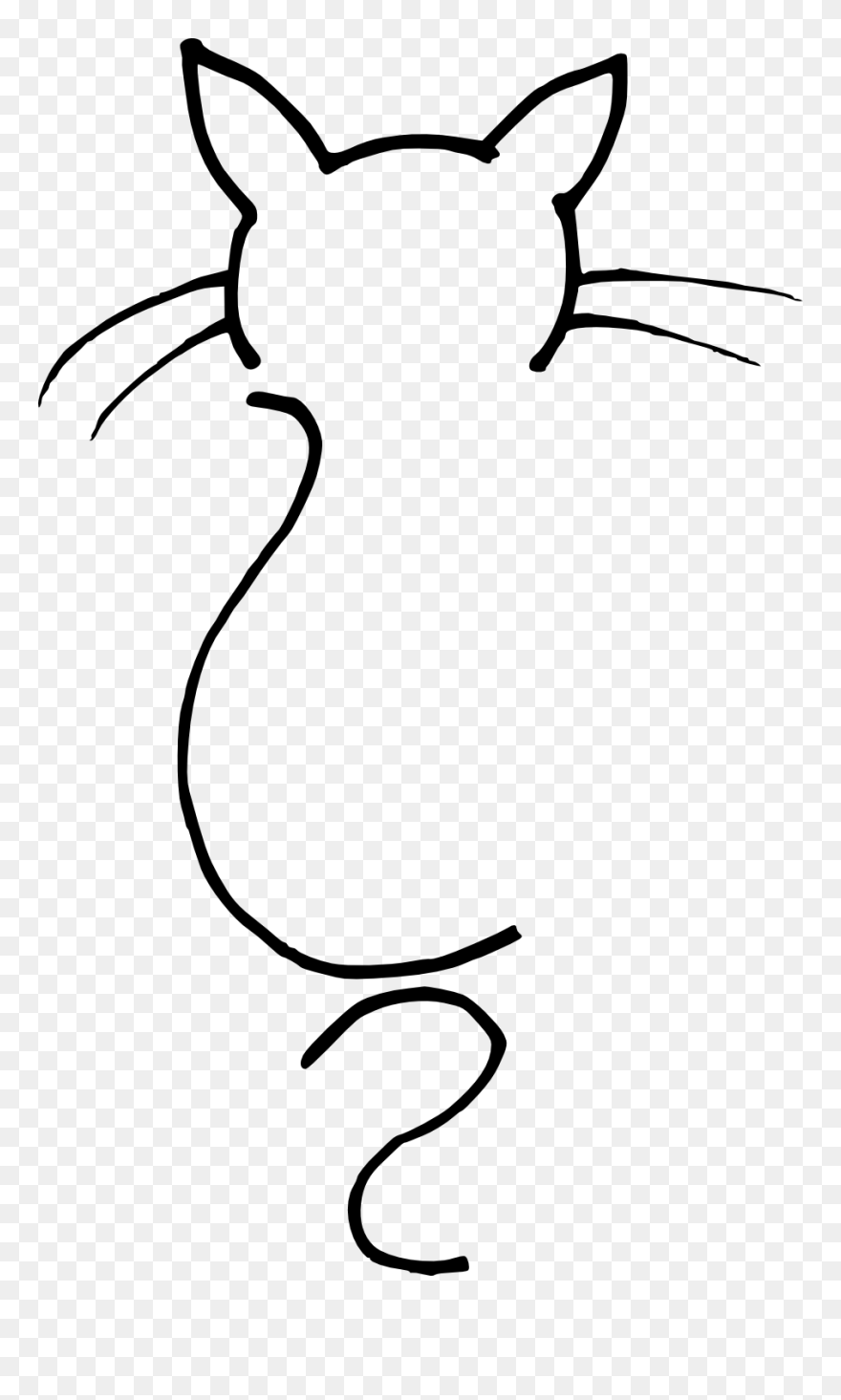 Transparent Cute Cat Clip Art - Simple Cat Whiskers Drawing - Png Download