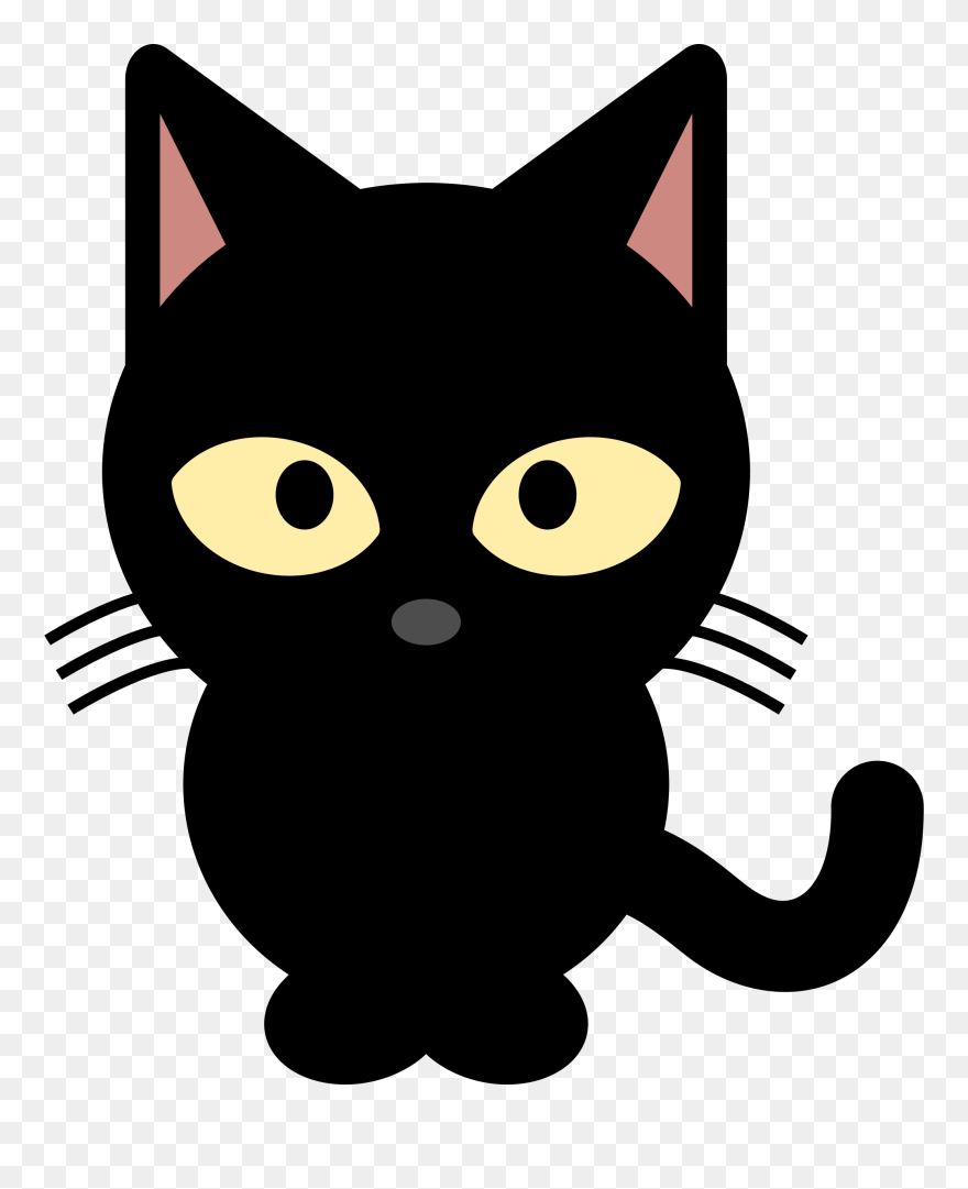 Black Cat Kitten Clip Art - Black Cat Free Clipart - Png Download