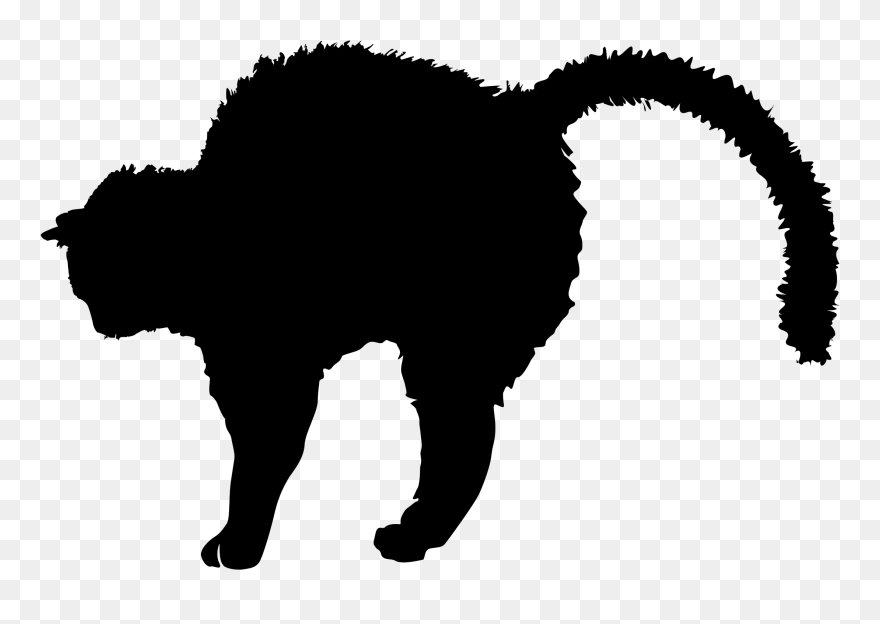 Black Cat Black And White Silhouette Clip Art - Cat Fighting Silhouette Png Transparent Png