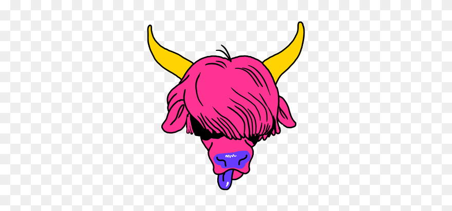 #bull #pink #animal #horns #purple #yellow #popart Clipart