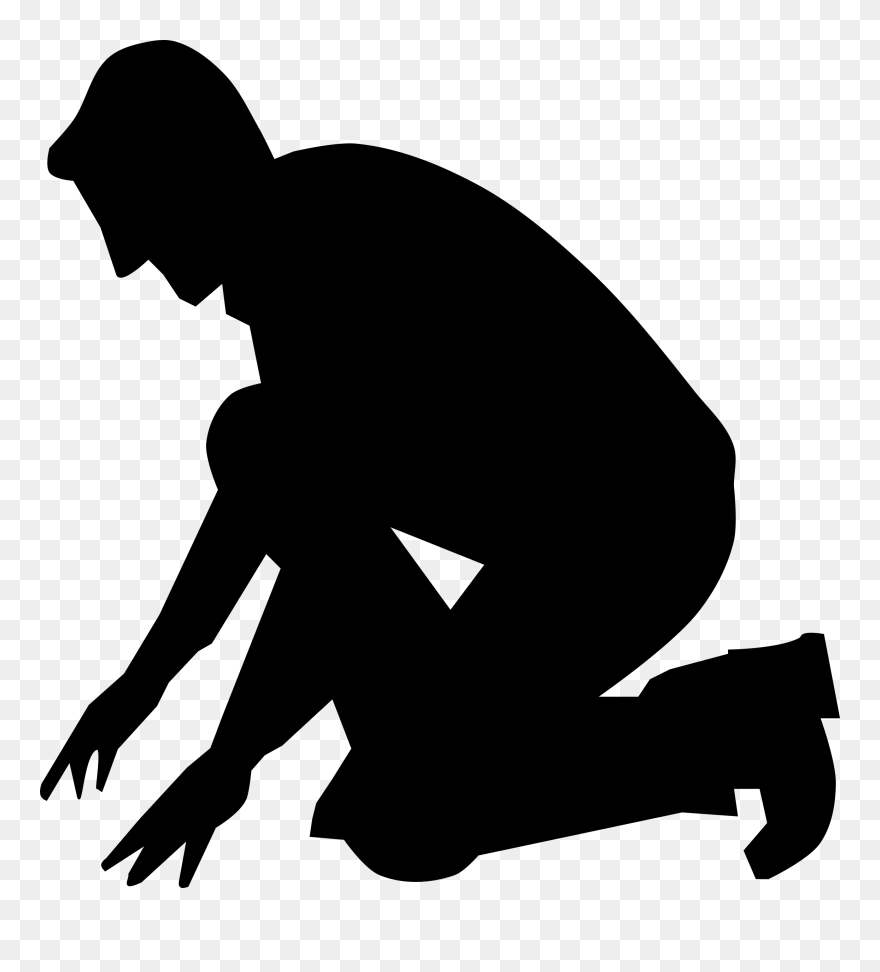 Silhouette Kneeling Drawing Clip Art - Man Kneeling Down Silhouette - Png Download