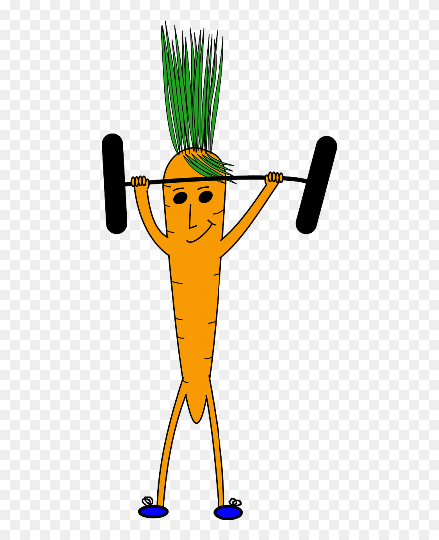 Weightlifting Carrot Face - Carrot Lifting Weights Clipart