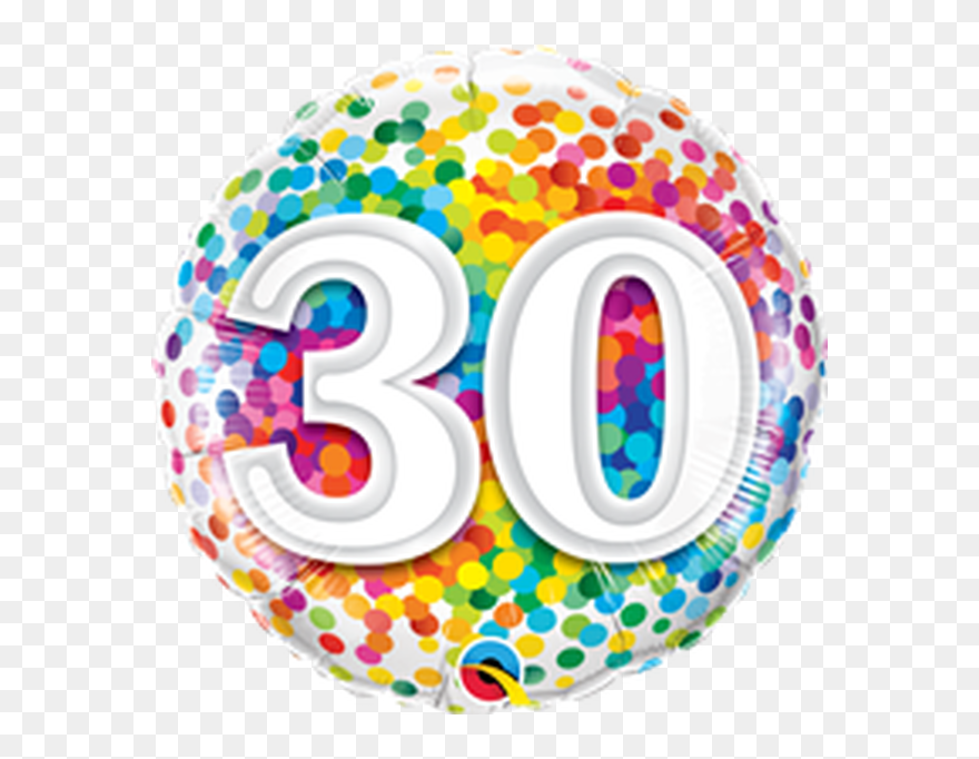 18"q Happy Birthday Rainbow Confetti, 30 - Ballon Anniversaire 40 Ans Clipart