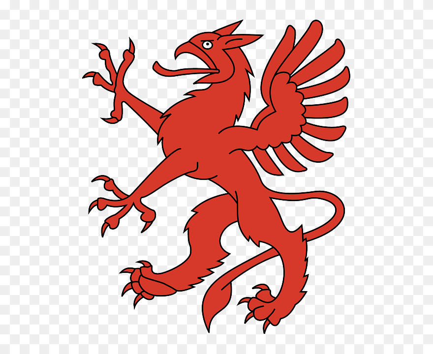 Red, Animal, Creature - Medieval Coat Of Arms Dragon Clipart