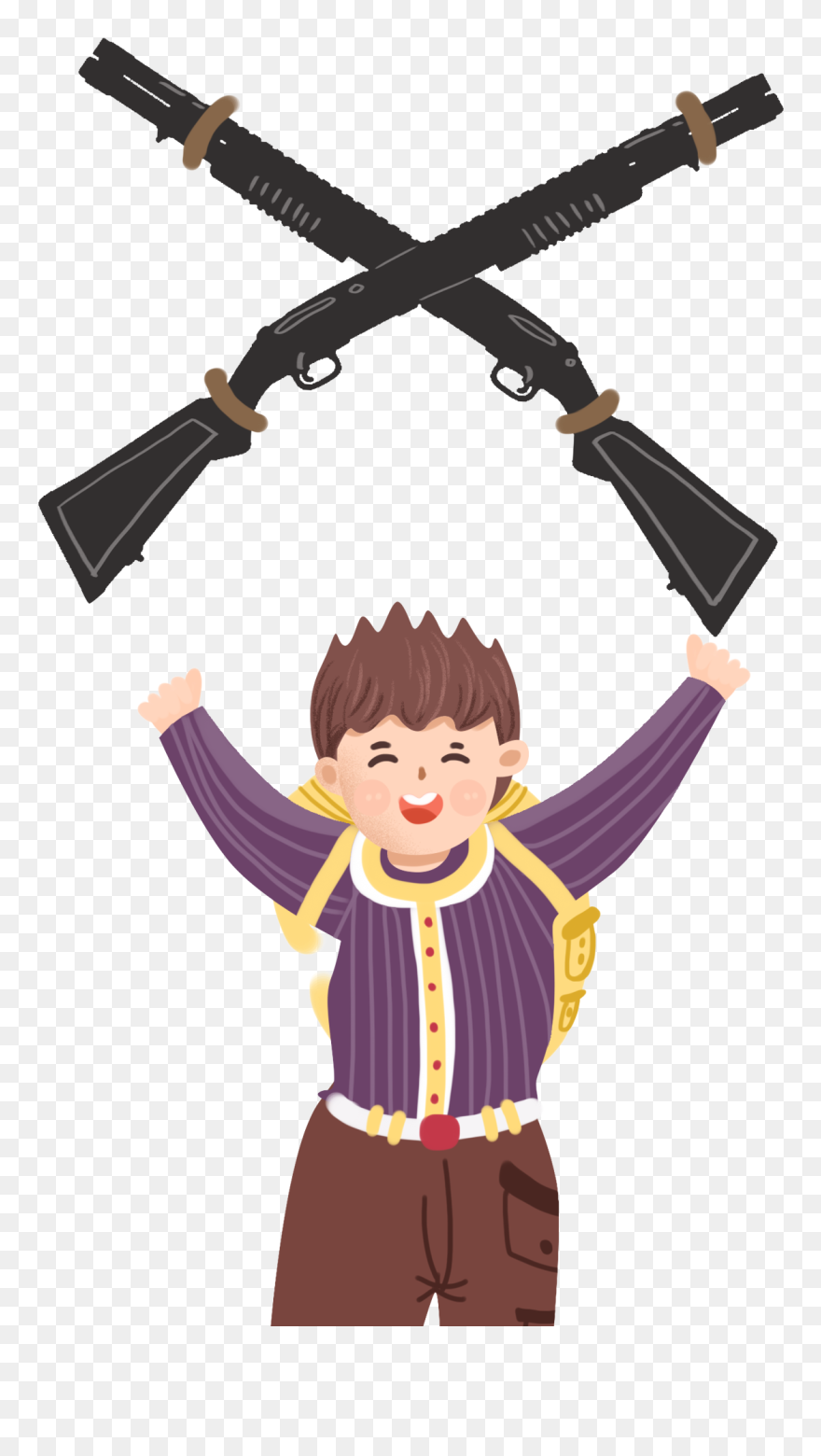Hand Drawn Illustration Boy Character Png And Psd - Shotgun Vector Clipart
