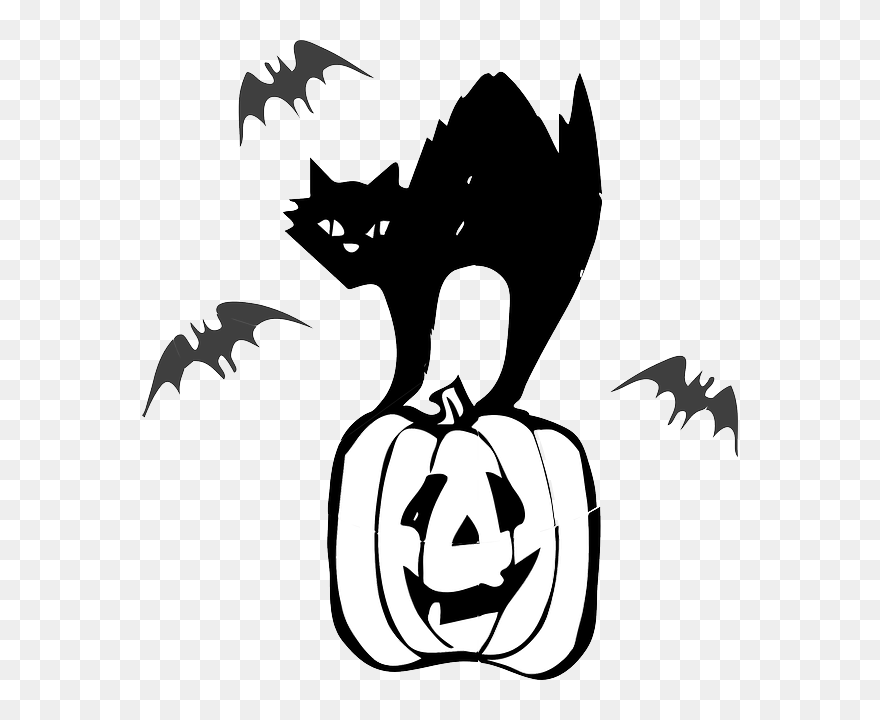 Black Halloween Cat Clipart - Png Download