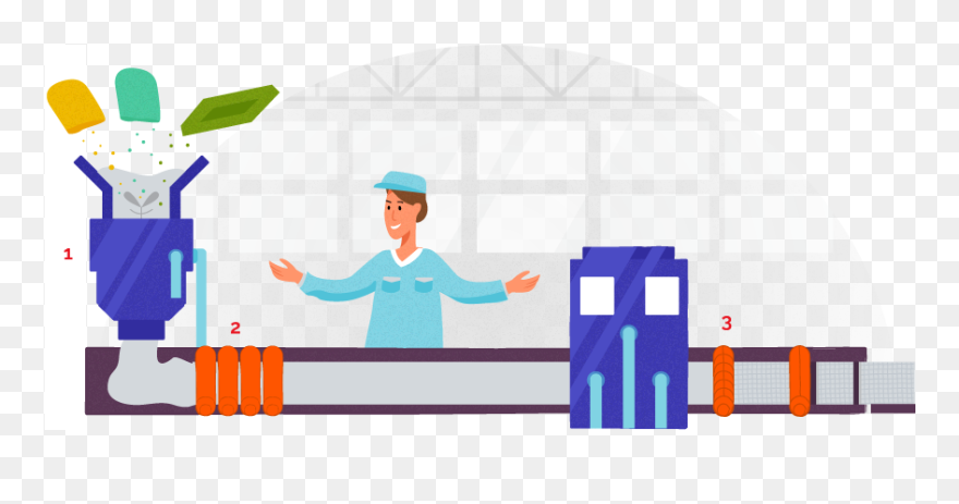 Gum Production Line - Illustration Clipart