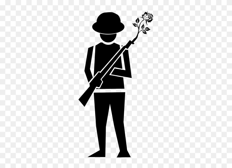 Soldier With Rose - Farmer Clipart Black And White - Png Download