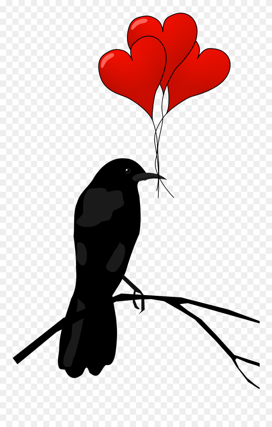 Raven Hearts Transparent - Happy Valentines Day Raven Clipart