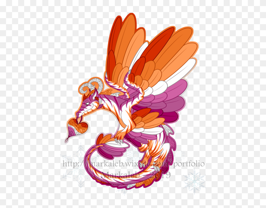 Lesbian Dragon Is Finally Done As With The Others, - Lesbian Pride Dragon Clipart