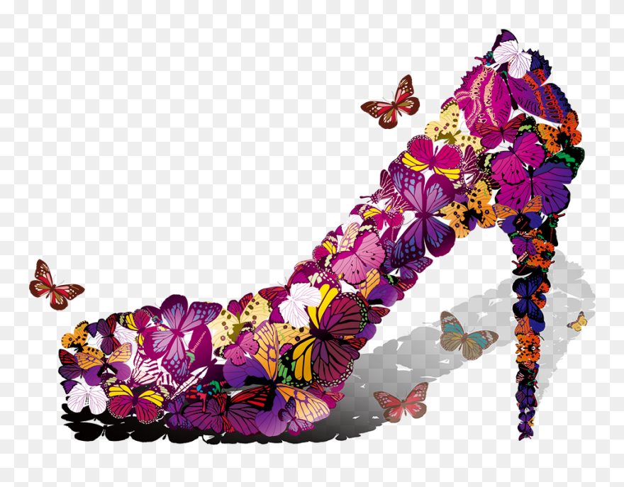 Purple Clipart Stiletto - Shoes Made From Butterflies - Png Download