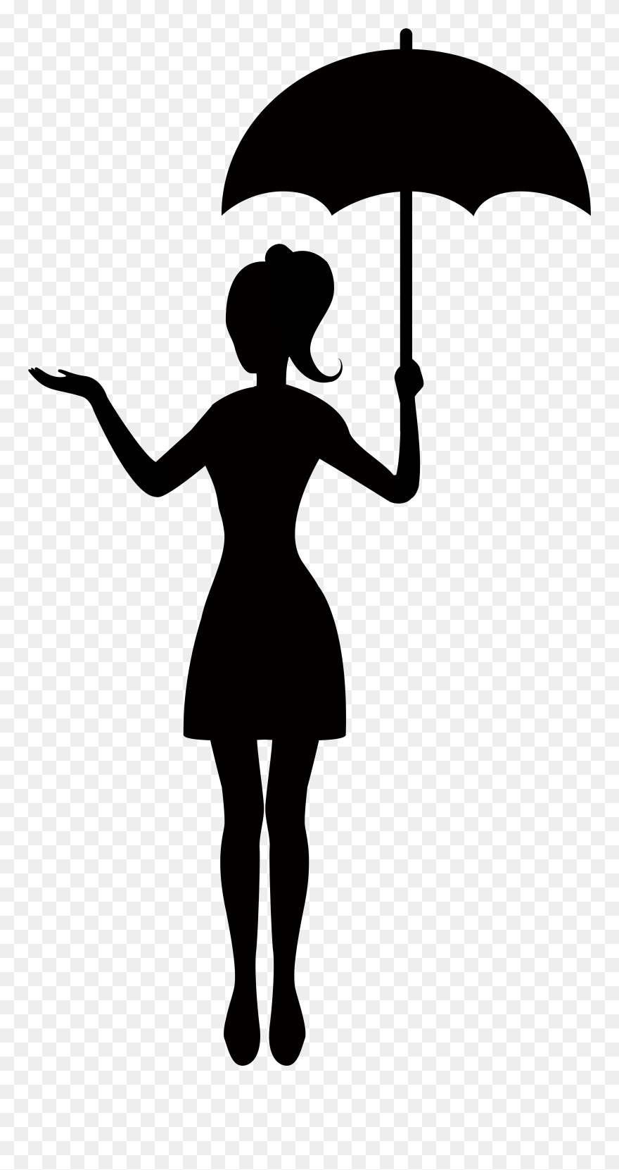 Girl Umbrella Png - Girl Holding Umbrella Silhouette Clipart