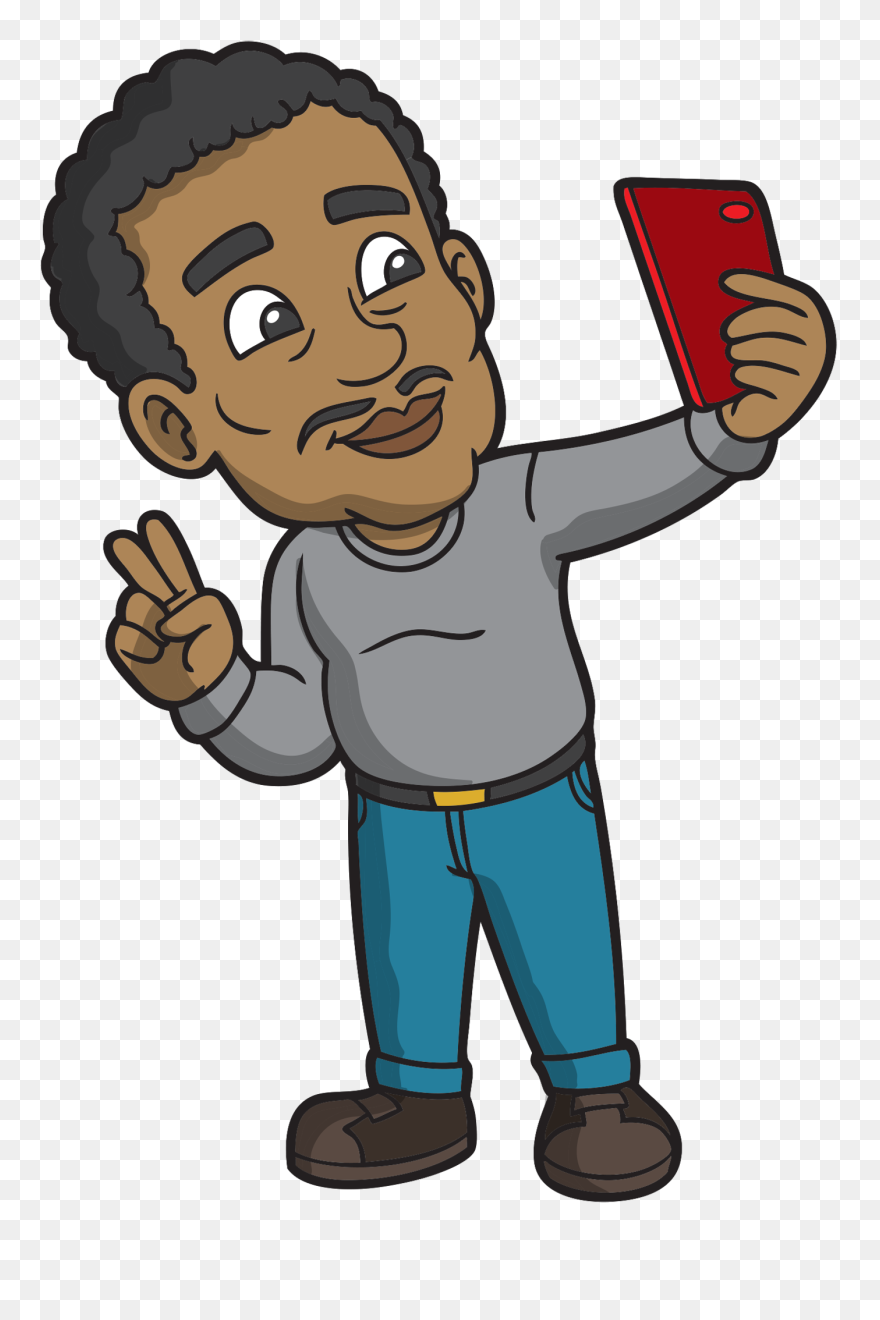 Just Quietly Taking Selfies - Cartoon Clipart