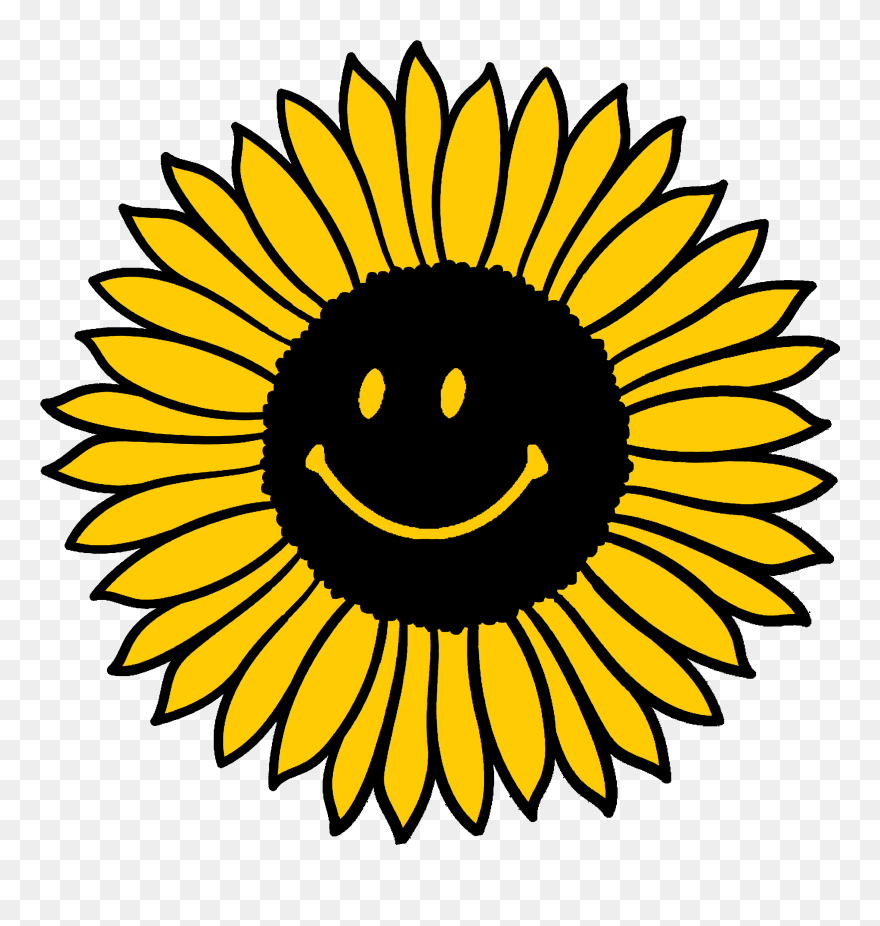 Apthaus Collective - Outline Black And White Sunflower Cartoon Clipart