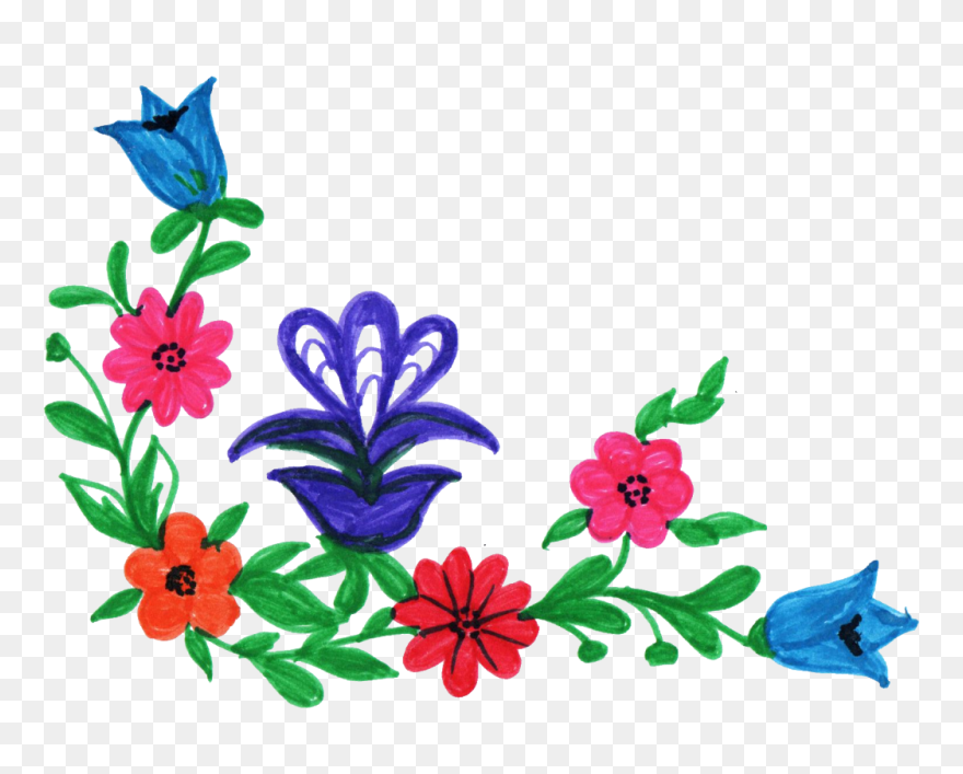 8 Colorful Flower Corner Vol - Flower Corner Png Colorful Clipart