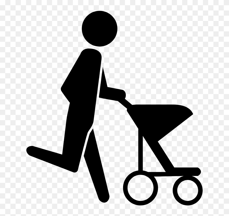 Person Pushing A Stroller While Running - Wheelbarrow Clipart