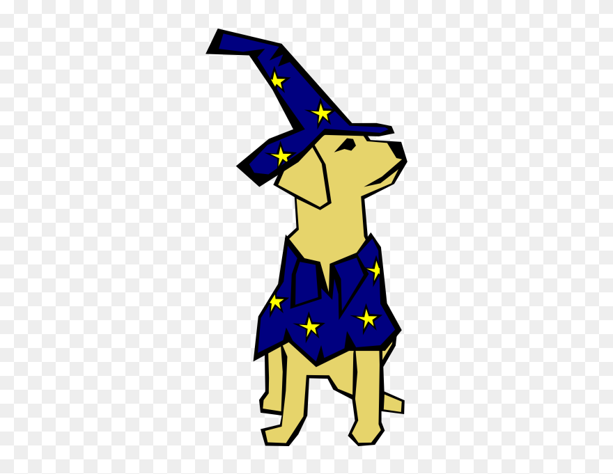 Retriever In A Wizard Costume Clipart - Wizard Dog Drawing - Png Download