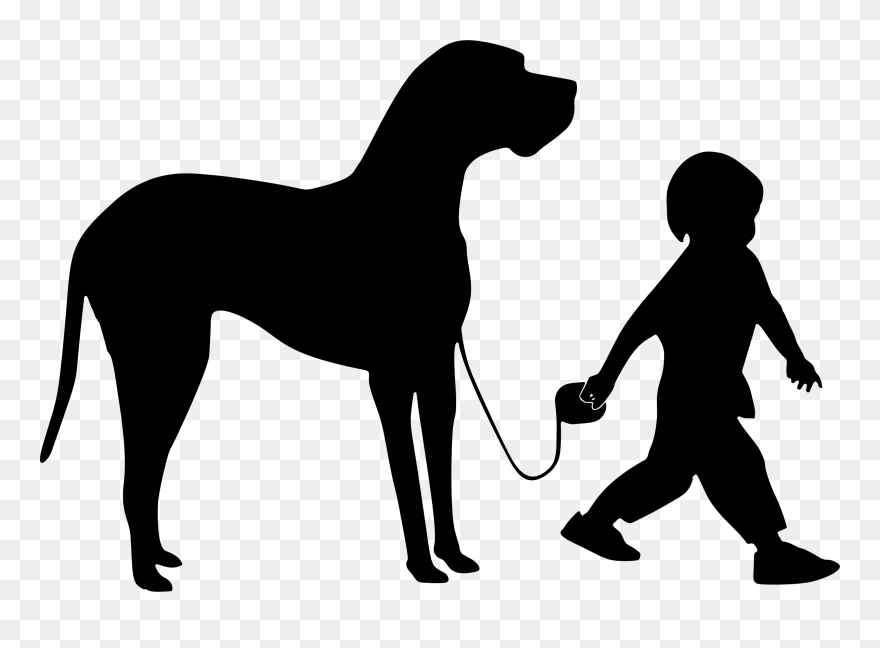 Bernese Mountain Dog Clipart Clipart Free Download - Boy Walking Dog Silhouette - Png Download