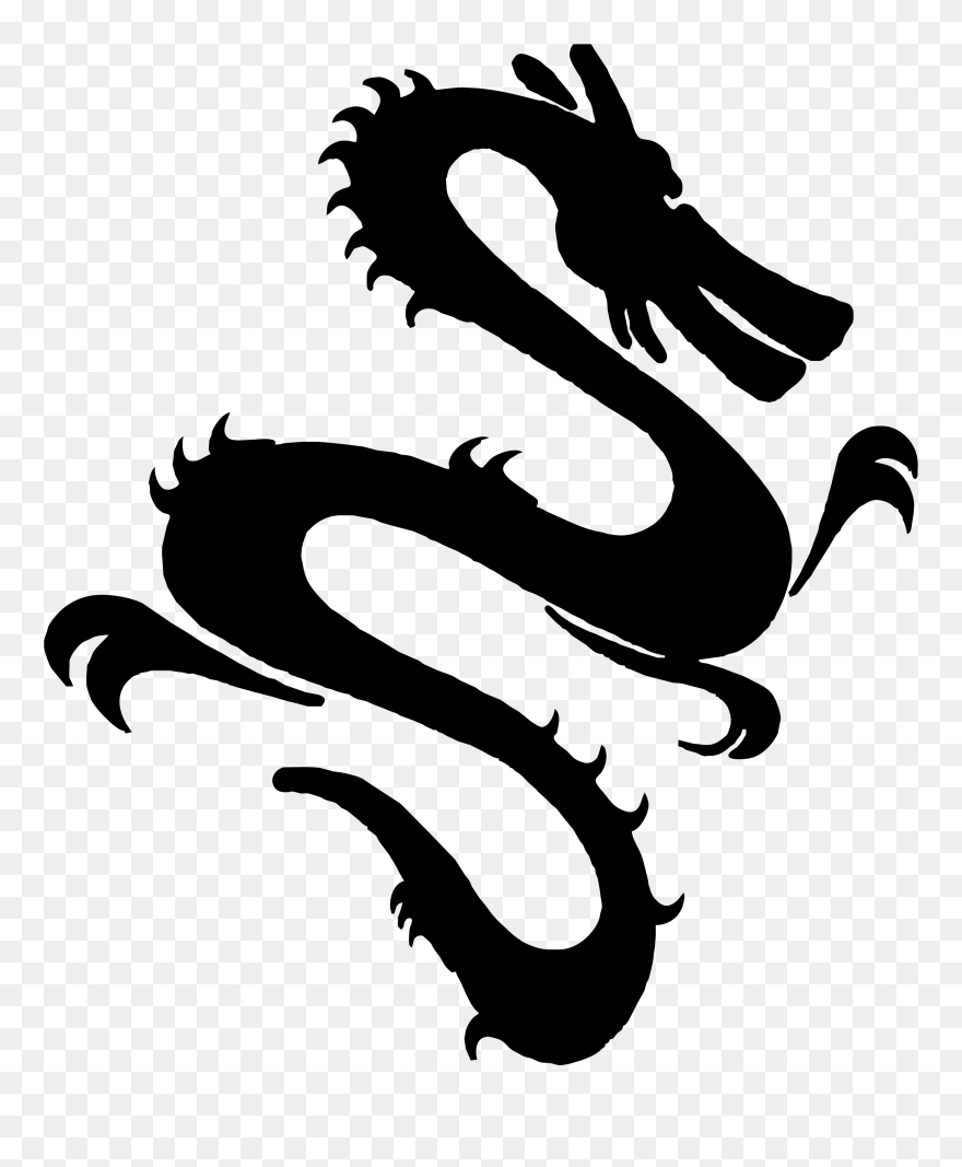 Dragon Art Pics - Chinese Dragon Silhouette Png Clipart